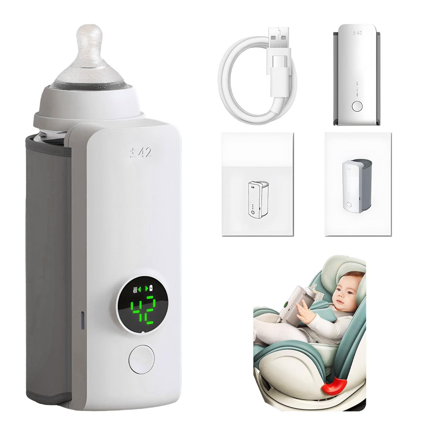 Portable Wireless Rechargeable Baby Bottle Warmer - Milvio