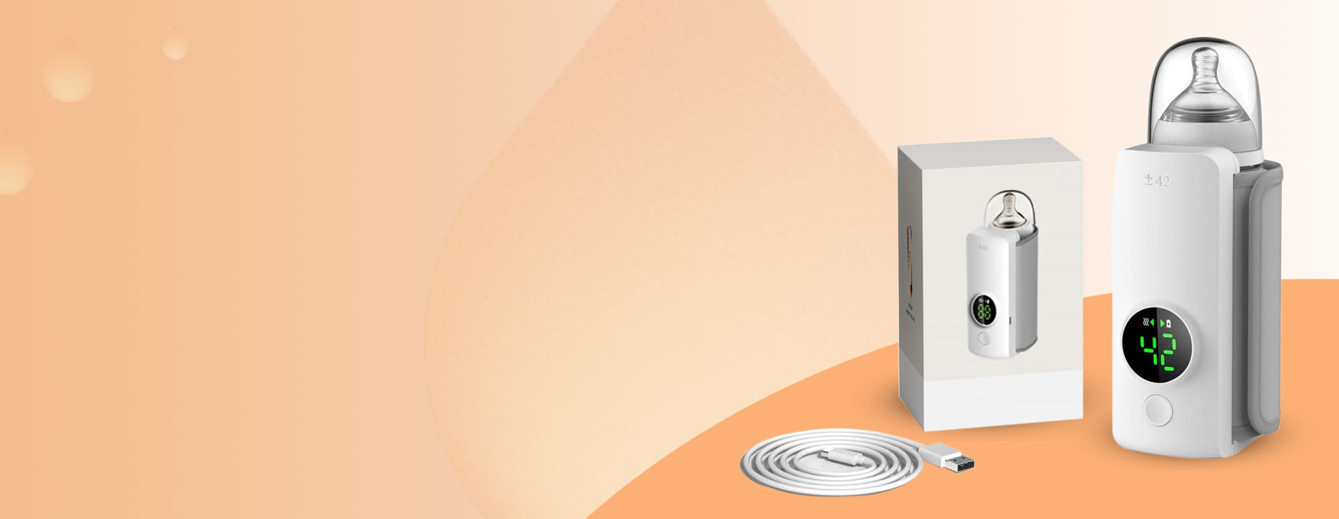 Electronic device with digital display on a peach-colored background